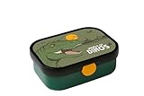 Mepal Brotdose Kinder - Bento Box Kinder - Brotdose Kinder mit Fächern & Gabel - Meal Prep Box mit Clip-Verschluss - BPA-frei & Spülmaschinenfest - 750 ml - Dino