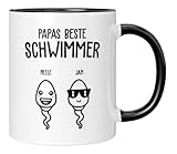 TassenTicker - Papas beste Schwimmer - Personalisiert - bester Papa - Geschenke - Geburtstag - Vatertag - Vatertagsgeschenk - Vater Geburtstagsgeschenk (2 Kinder)