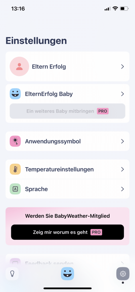 BabyWeather Startbildschirm